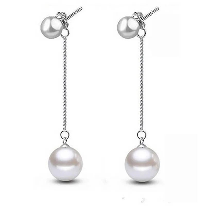 High end Long section pearl Prevent allergy Earring buckle girls women