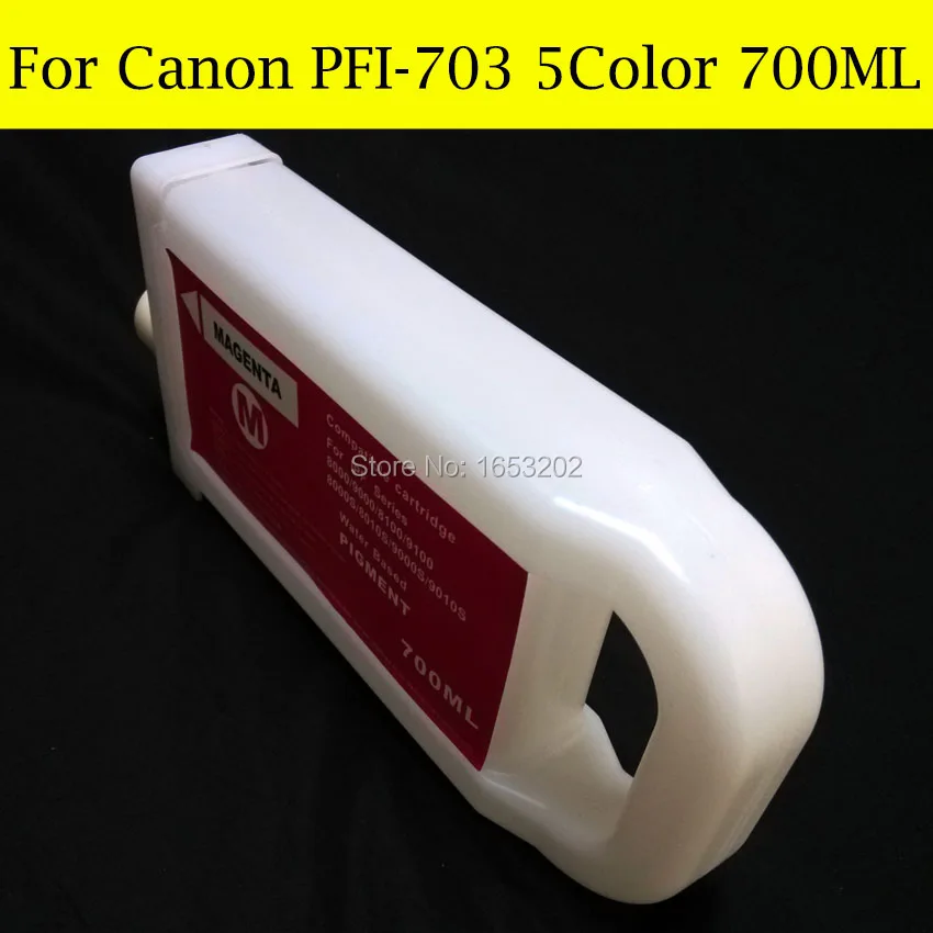5 цветов/партия PFI 703 многоразового картридж для принтера Canon iPF810/815/820/825 без чипа|ink