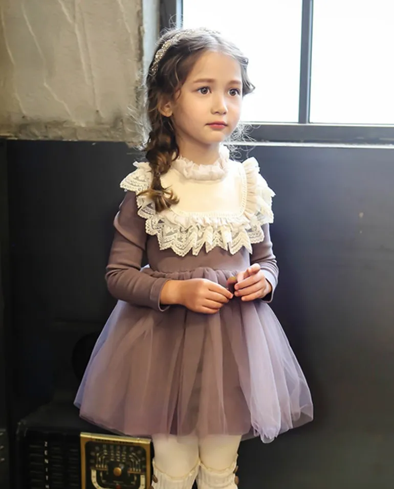 2016 New Sweet Princess Lace Dress For Baby Kids Girl Clothing Tutu Wedding Party Dresses Autumn