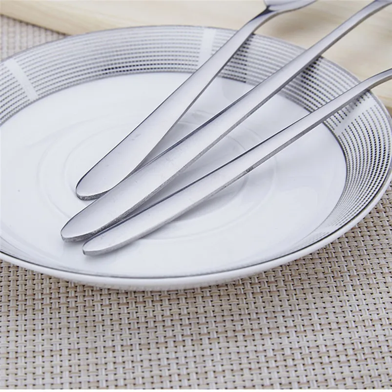 Stainless Steel Teaspoon Long Handle Spoons Flatware Coffee Drinking Tools Kitchen Gadget Ice Cream Soda Western Spoon 40JY157