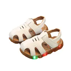 Сандалии с мягкой подошвой для маленьких мальчиков; Светодиодный светильник; нескользящая обувь для малышей; повседневная обувь для