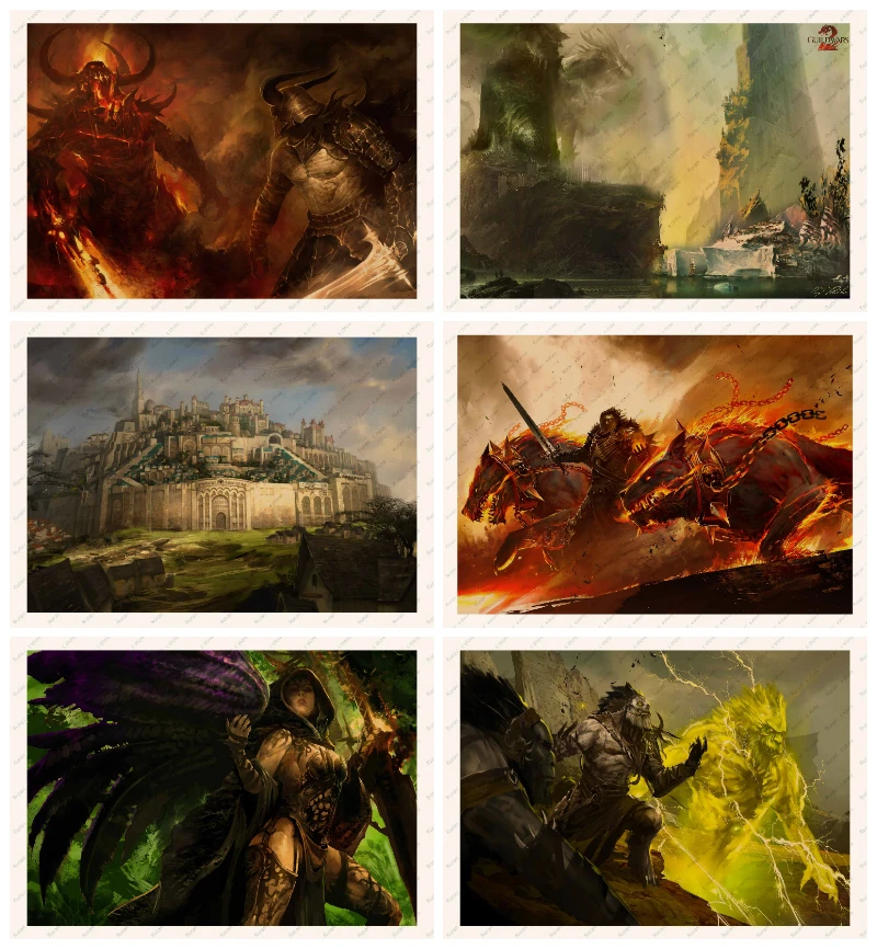 

Guild Wars 2 Game Kraft Poster Wall stickers Decorative paintings Retro Poster