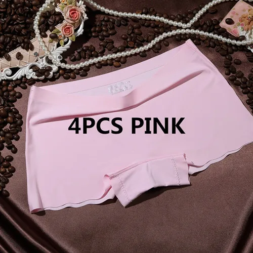 4pcs pink 4 шт./лот, женские безопасные короткие штаны, дамское нижнее белье, фиолетовые удобные женские трусики, женские бесшовные безопасные штаны - Цвет: 4pcs pink