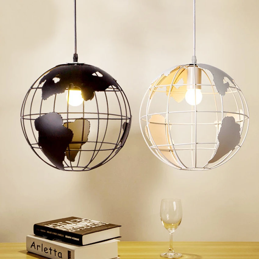 

Modern Minimalist Earth Pendant Lights Black/White Lampshade,Creative Arts Cafe Bar Restaurant Bedroom Hallway Pendant Lamps