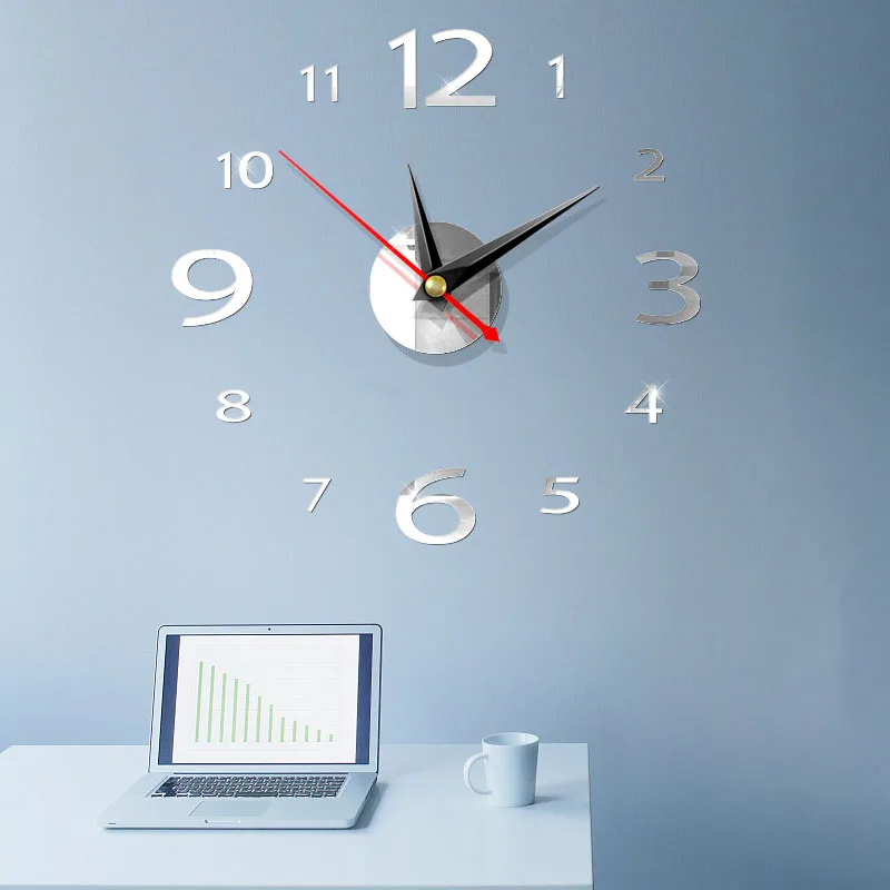 3D DIY Wall Clock Home Modern Decoration Acrylic Mirror Vinyl Art Digital Clocks Sticker Decals Fashion DIY Living Room Decor quartz wall clock