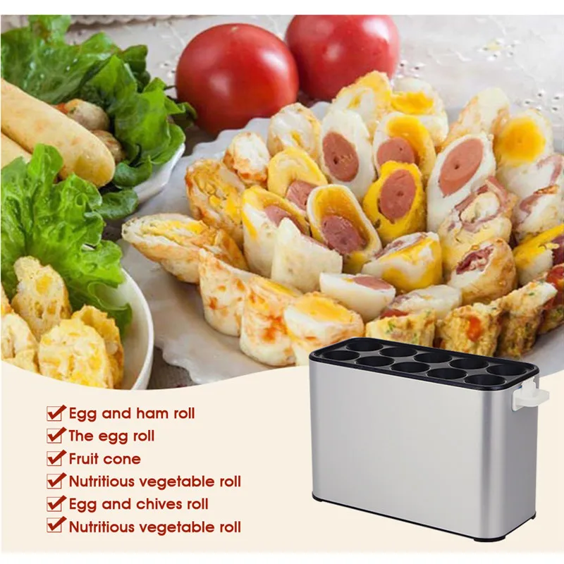 Commercial 10 Tubes Egg Hamburger Hot Dog Roll Maker Electric Automatic Egg Sausage Master Rolls Frying Maker Machine Breakfast Tool (4)