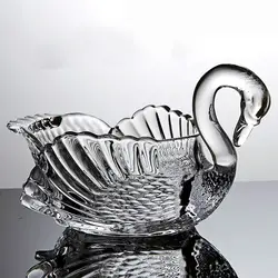 Модный креативный Кристал в форме лебедя стеклянная ваза для фруктов гостиная прозрачная декоративная чайная пластина с сердечками блюдо