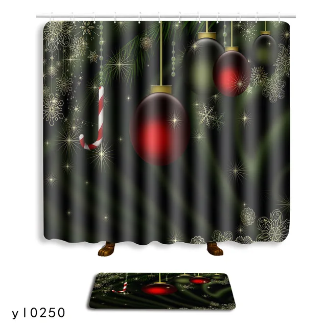 2pcs/lot Christmas style Waterproof Polyester Fabric Shower Curtain