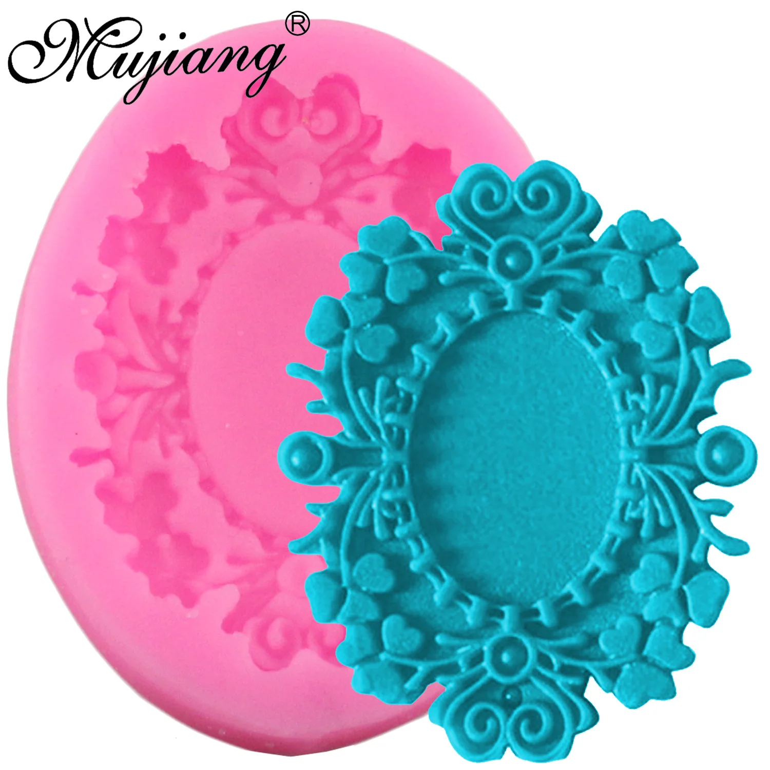 

Mujiang Bronze Mirror Silicone Fondant Molds Frame Cake Decorating Tools Kitchen Baking Cupcake Chocolate Candy Fimo Clay Moulds