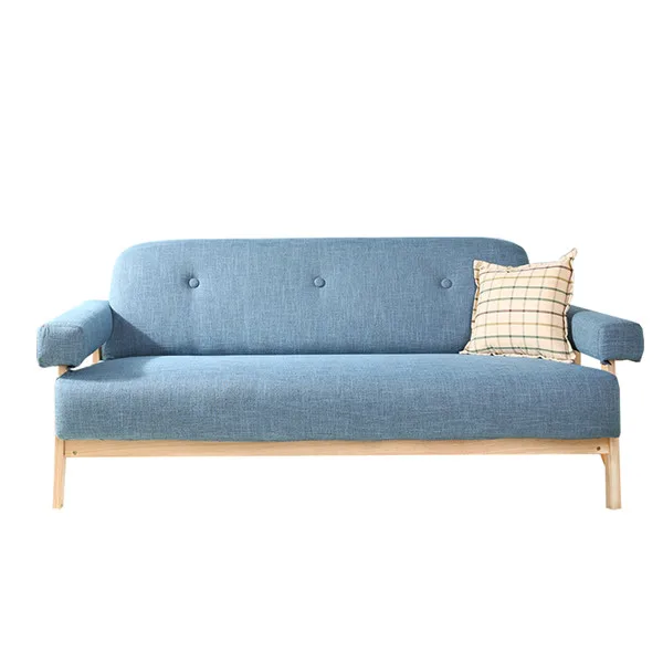 Mid Century Modern Colorful Linen Fabric Sofa Couch 3 Seater Dark Grey/Blue Color Living Room Furniture Home Corner Lazy Sofa
