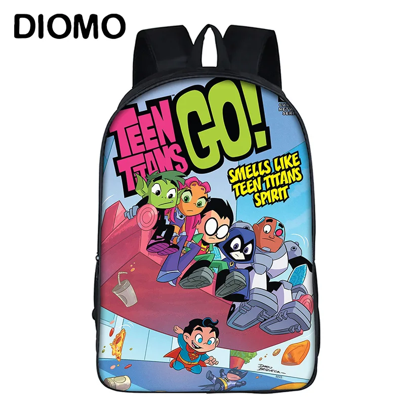

DIOMO Cartoon Anime Teen Titans Go Backpack School Bags Best Gift for Boy with Girl Kids Children Rucksack Teenager Child