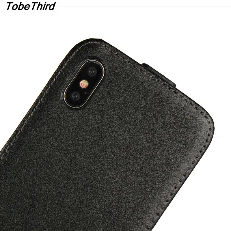 Для iPhone X чехол Черный Вертикальный флип пояса из натуральной кожи разделение