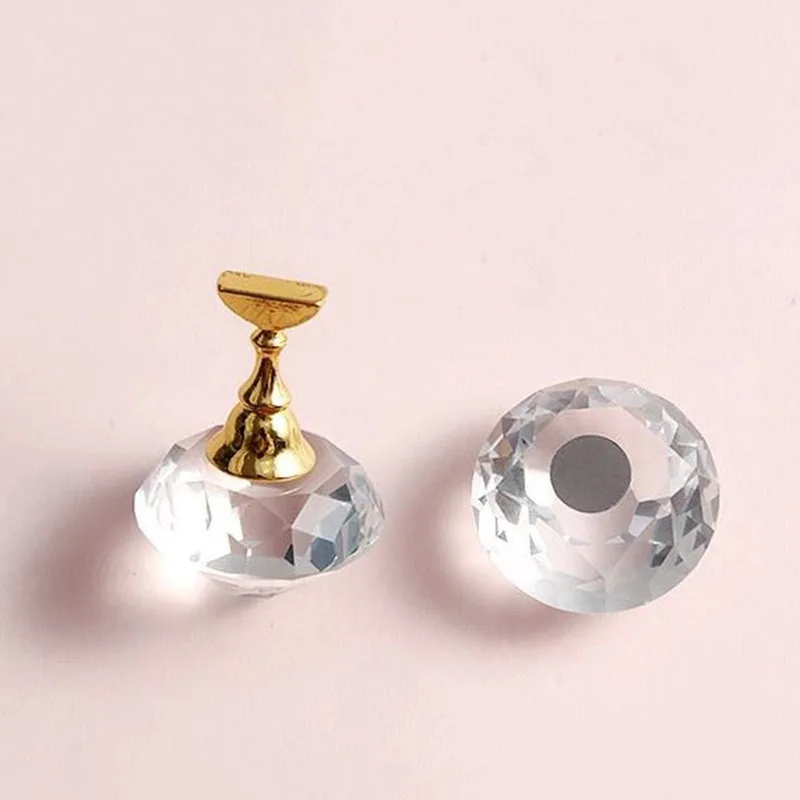 

6 in 1 Crystal Diamond Base Magnetic Fake Nail Tips Holder False Nails Tip Practicing Display Stands Nail Art Salon Shelves
