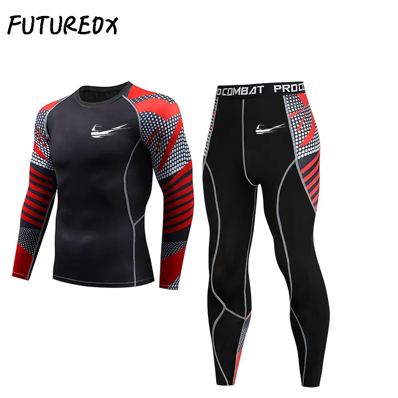 New men's thermal underwear set 2 sets of sportswear men's compression clothing Rashgard men's sports thermal underwear base