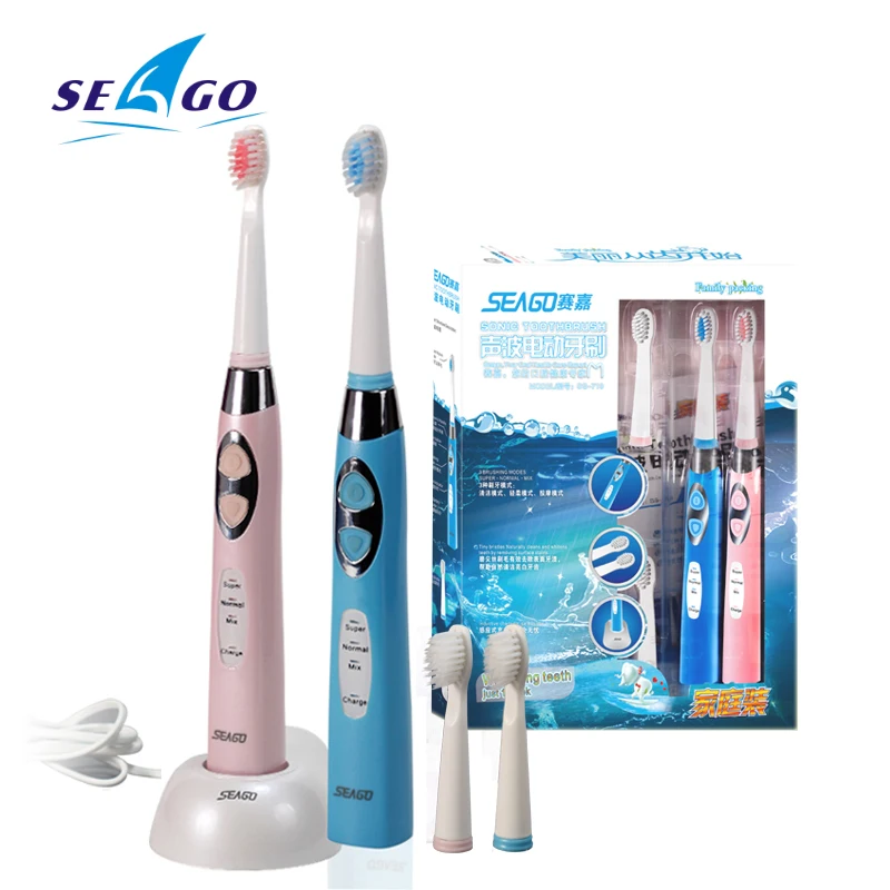 

SEAGO Wireless Rechargeable Toothbrush Couple Set Electric Toothbrushes Sonic Adult Tooth Brushes Inductive Charging Brushes