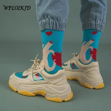 [WPLOIKJD] Harajuku креативные художественные носки с принтом в виде сердечек женские милые забавные носки в Корейском стиле Skarpetki Calcetines Mujer Sokken