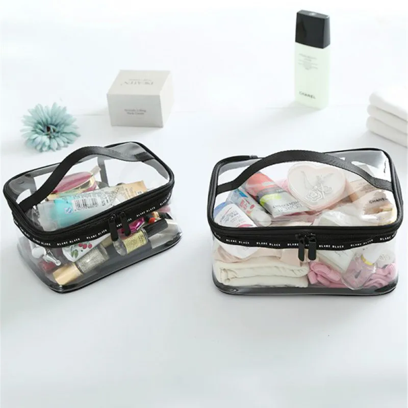  Transparent PVC Bath Cosmetic Bag Waterproof Women Make Up Case Travel Zipper Makeup Beauty Wash Or