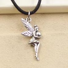 Новая Мода тибетский серебряный кулон Ангел ожерелье чокер Шарм черный кожаный шнур заводская цена ювелирные изделия ручной работы