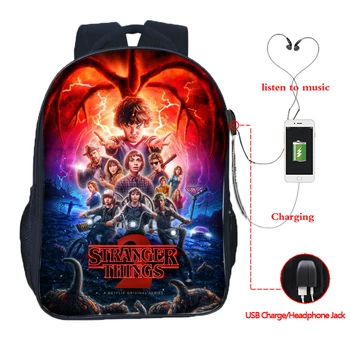 

Men Women Boys Girls Stanger Things USB Charging School Bags Beautiful Fashion Backpack Fashion Students School Book knapsacks