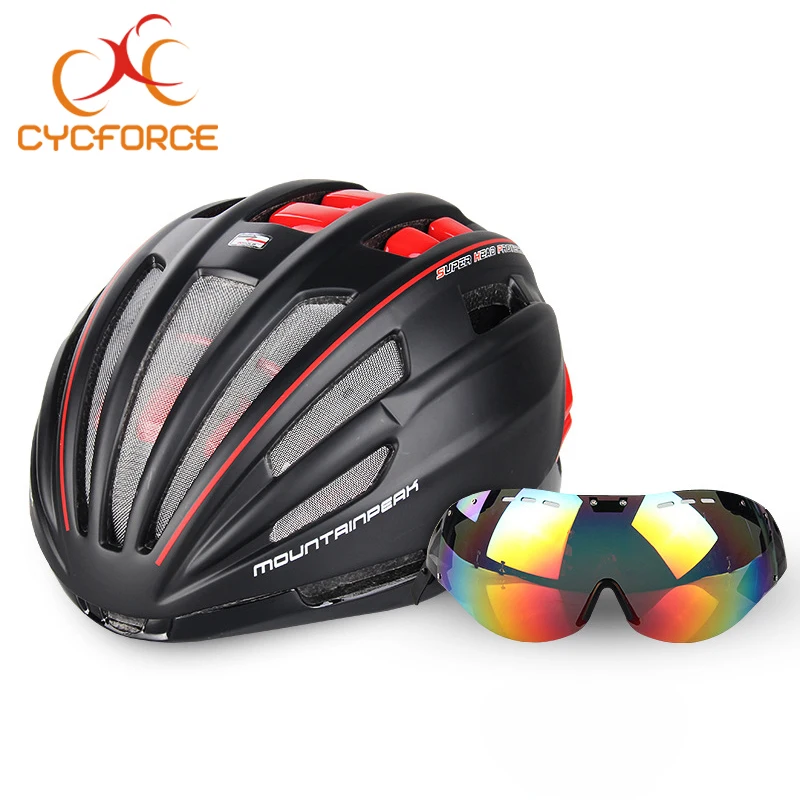 

CYCFORCE Bicycle Helmet EPS Insect Net Road MTB Mountain Bike Windproof Lenses Integrally-molded Helmet Cycling Casco Ciclismo