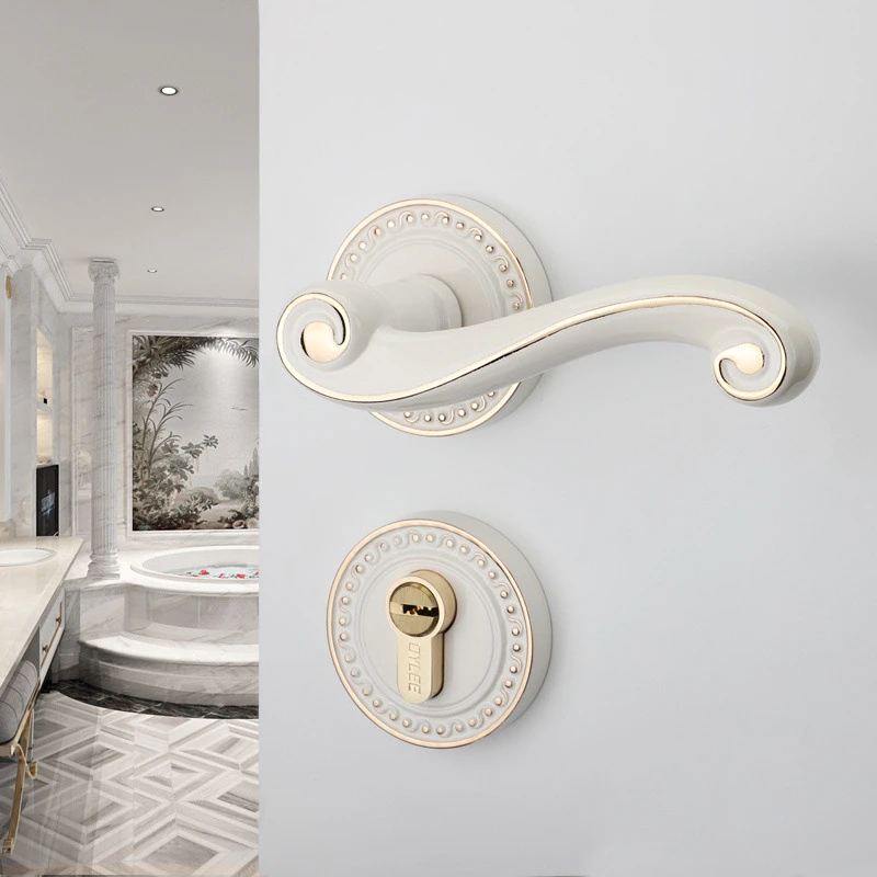 Bronze Gold Ivory white Zinc Alloy Door Locks Continental Bedroom Minimalist Interior Door