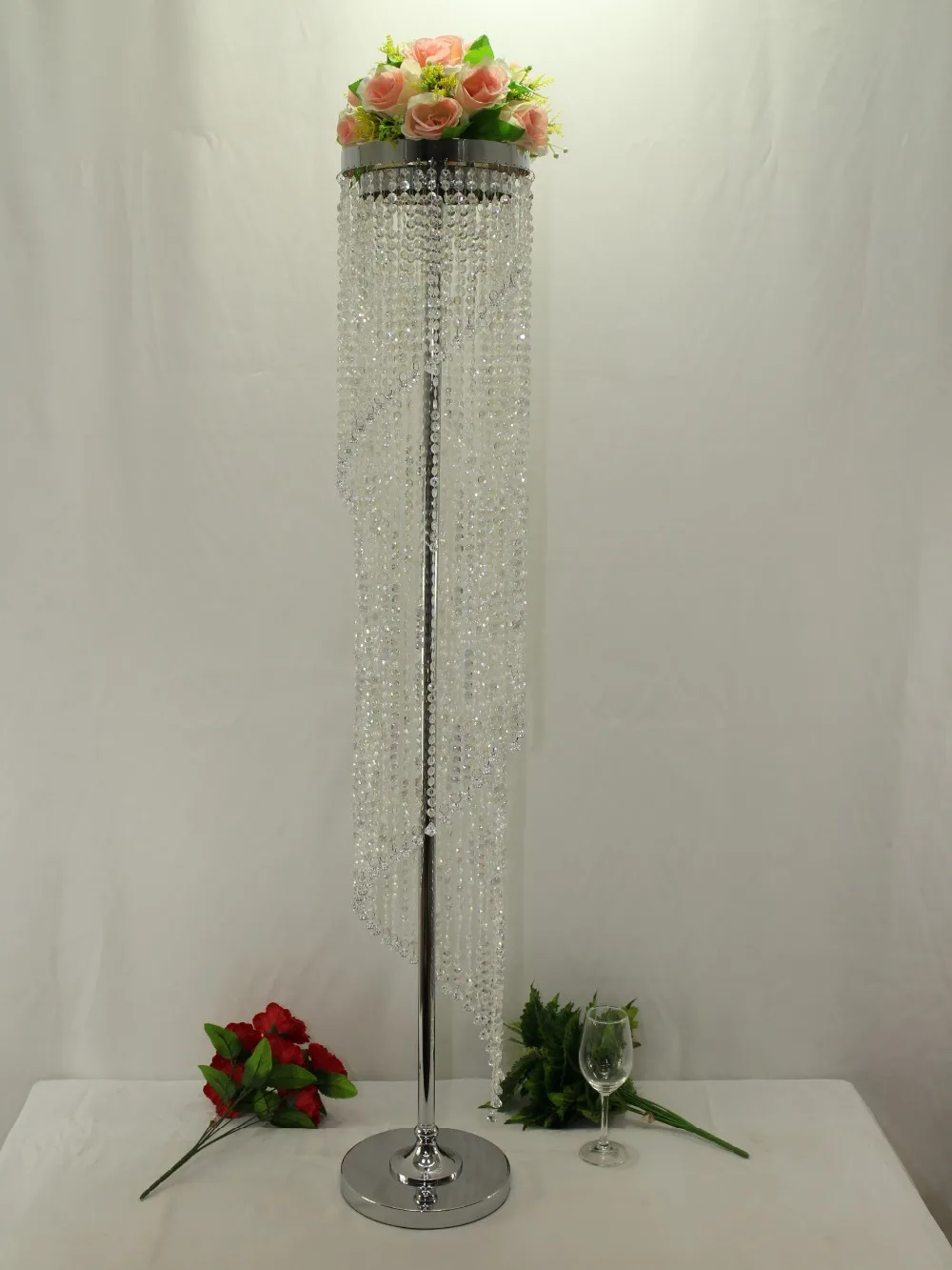 ^*Best Offers 130cm(4.2ft) CRYSTAL BEADED COLUMN wedding centerpiece wedding crystal pillar 10pcs/lot wedding decoration