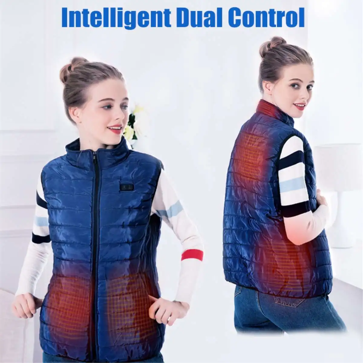 

S/M/L/XL/2XL/3XL Upgrade Button USB Heating Electric Heated Vest Winter Warm Jacket Coat Clothing 6 Zones Three Grades Circulate