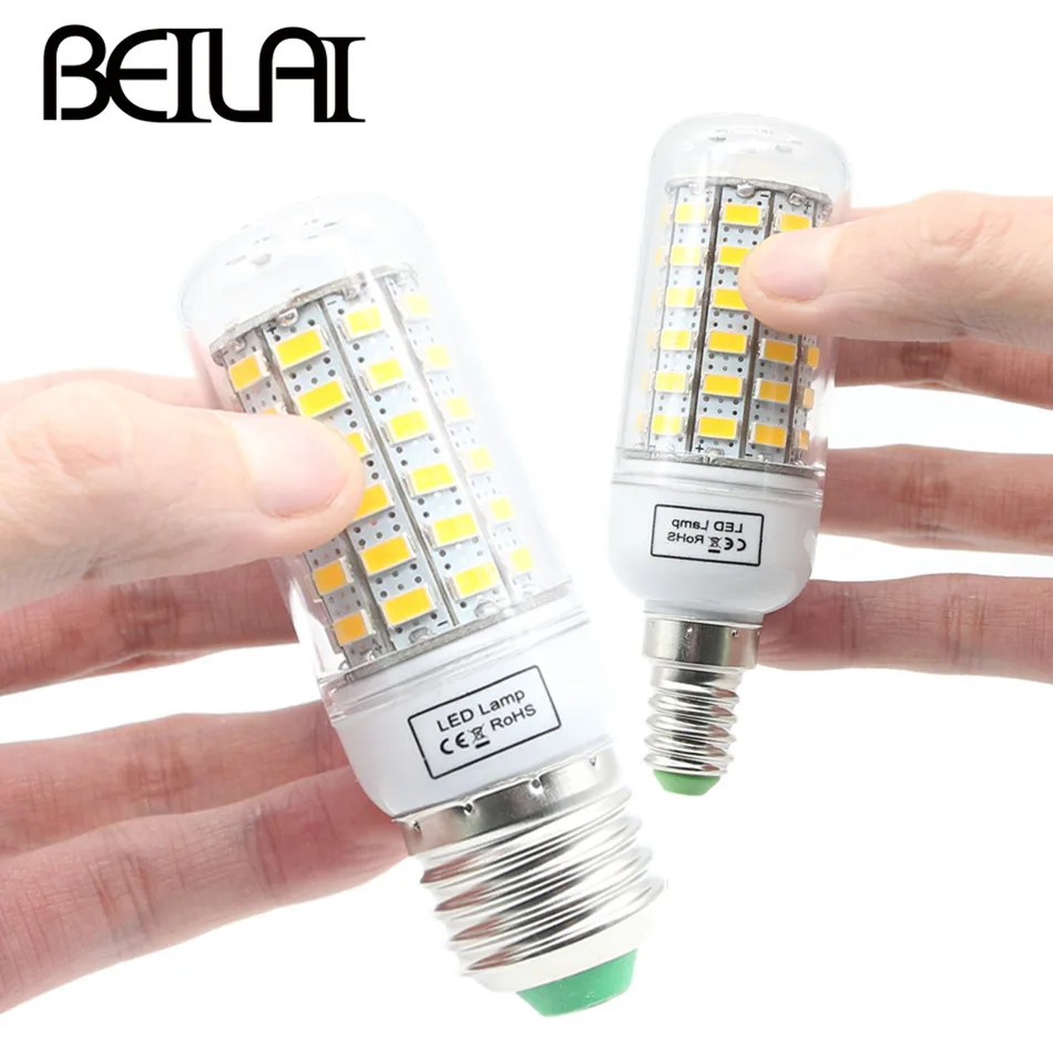E27 светодиодный светильник 220V SMD 5730 E14 Светодиодный 24 36 48 56 69 72 s кукурузы лампы