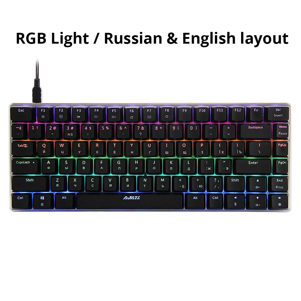 Ajazz AK33 82 клавиши механическая клавиатура RGB подсветка русская/английская раскладка, синий/черный переключатель игровая клавиатура PC Gamer