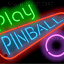 17*1" Play Pinball неоновая вывеска Настоящее стекло Пивной бар PUB световые знаки магазин демонстрационная упаковка случайные лампы сигнальные лампы