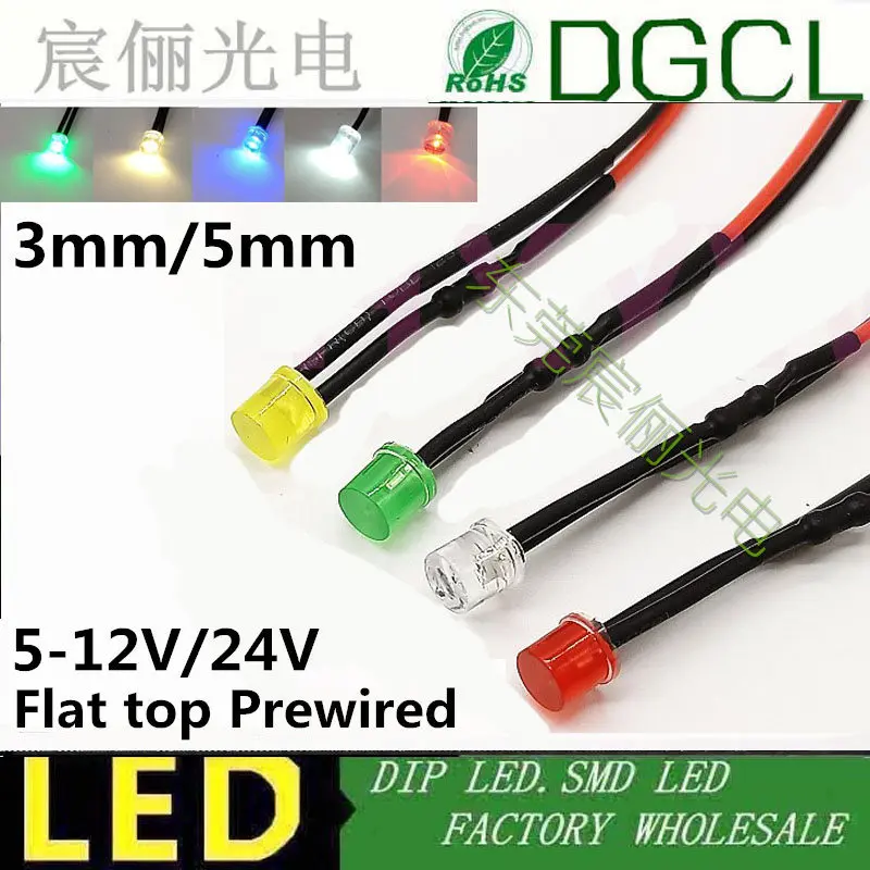 5mm PRE WIRED LEDS 24 VOLT BLUE 24V DC PREWIRED 10 x LED