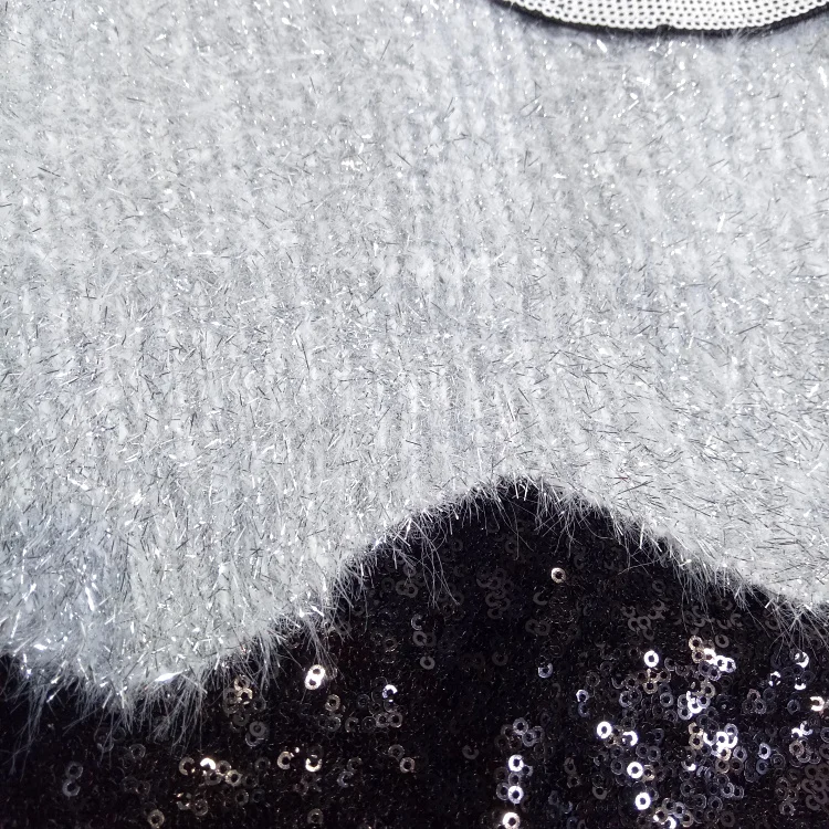 Cakucool Новая серебряная люрекс Bling свитера женские осенние блестящие джемперы с круглым вырезом волнистый элегантный свитер вязаный пуловер Vadim Mujer Femme