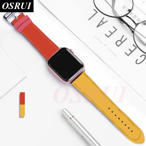 amber OSRUI кожаный ремешок для Apple watch band 4 44 мм 40 мм correa aple 42 мм 38 мм iwatch 3 браслет аксессуары для часов - Цвет ремешка: amber