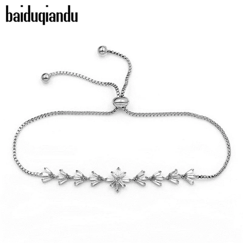 

baiduqiandu Brand Sparkling Cubic Zirconia Wedding Adjustable Pull-string CZ Bracelet for Women Fashion Jewelry