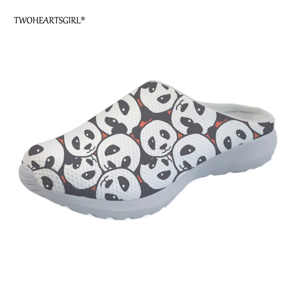 Twoheartsgirl/женские домашние тапочки с изображением животных панды; Новинка; женские летние пляжные сандалии для девочек-подростков; дышащие