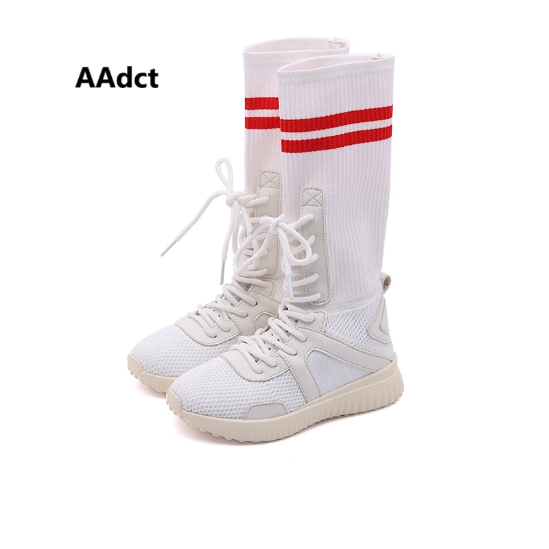 

AAdct new Autumn High tube Ventilation girls shoes soft sole elasticity sneakers Children shoes sports Running kids shoes