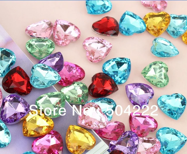 Pink Acrylic Hearts Gemstone