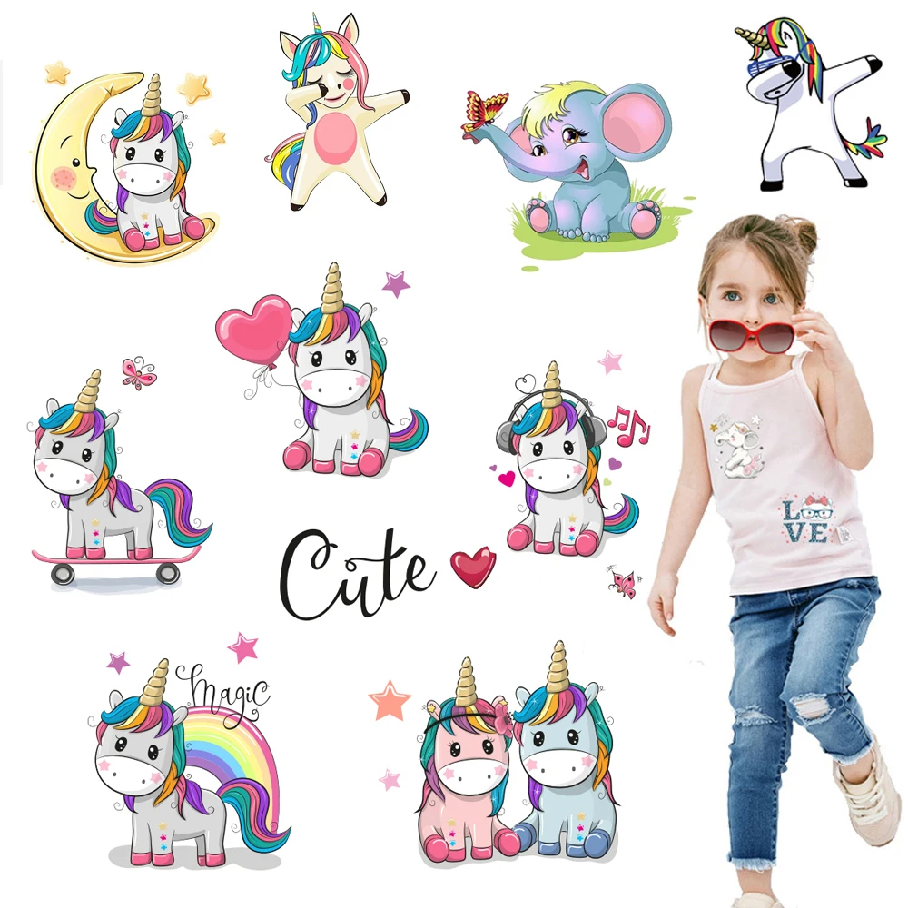 

DIY Cute Cartoon Animal Combination Heat Transfer Badges Stickers On Clothes Iron On Patch For Clothes T-shirts Jeans Applique