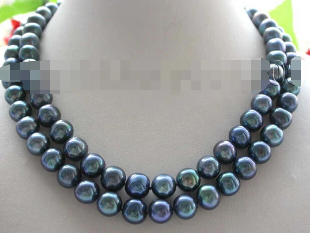 Miss charm Jew1078 Genuine Natural 10-11mm Peacock Round Pearl Necklace AAA