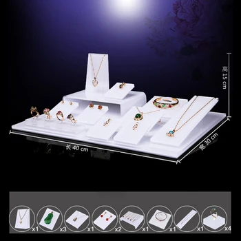 

White Acrylic Jewelry Display Stand Necklace Rack Bracelet Holder Ring Organizer Earring Case JewelleryTray Necklace Model #4
