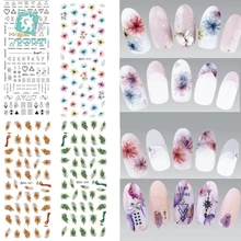 Rocooart DS301-330 Water Transfer Nails Sticker Harajuku Elements Colorful Fantacy blurred Flower Nail Wrap Sticker Manicura Dec