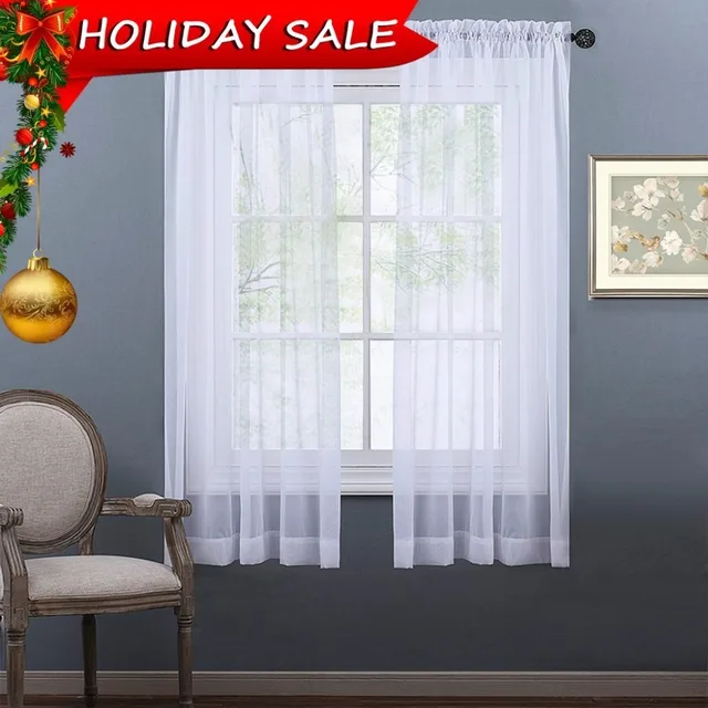nicetown white sheer curtains panel window treatment rod pocket sheer voile drapes for bedroom for children - White Sheer Curtains nicetown white sheer curtains panel window treatment rod pocket sheer voile drapes for bedroom for children - White Sheer Curtains