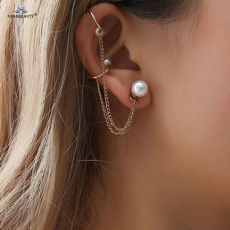 Starbeauty Hot Золотые сережки с кисточками для женщин серьги клипсы белым жемчугом