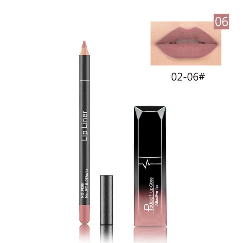 

pudaier Long Lasting Lipstick Waterproof Matte Liquid Gloss Lip Liner Cosmetics Set