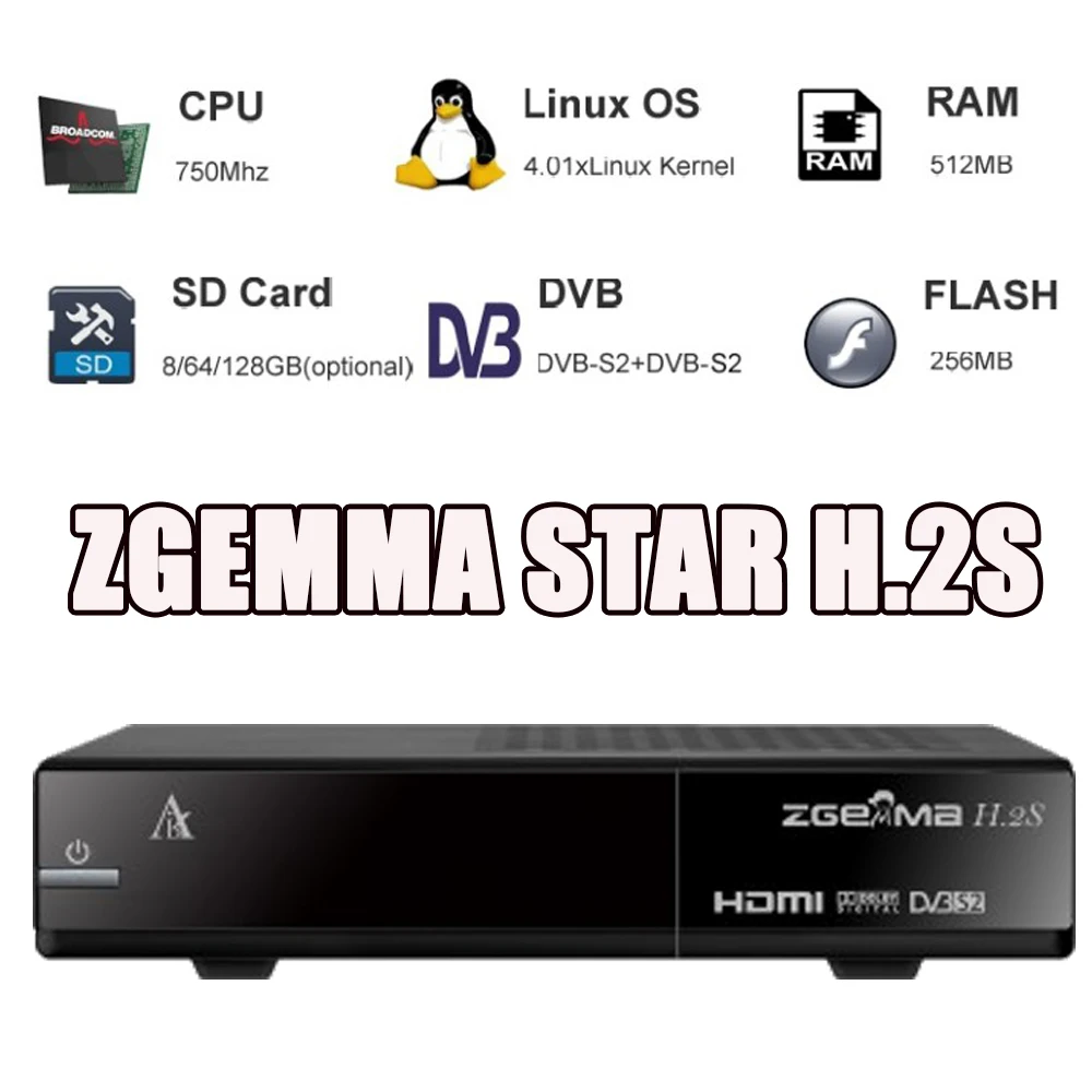 Zgemma H.2S TV Box Media Player Channel Receiver Linux Multimedia HDMI up to 1080p Smartcard