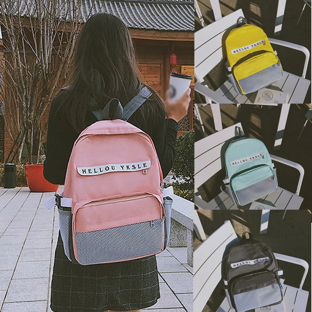 

School Bags for Teenagers Fashion Ladies Contrast Color Zipper Wild Large Capacity Backpack Student Bag Multi-Function Bagpack