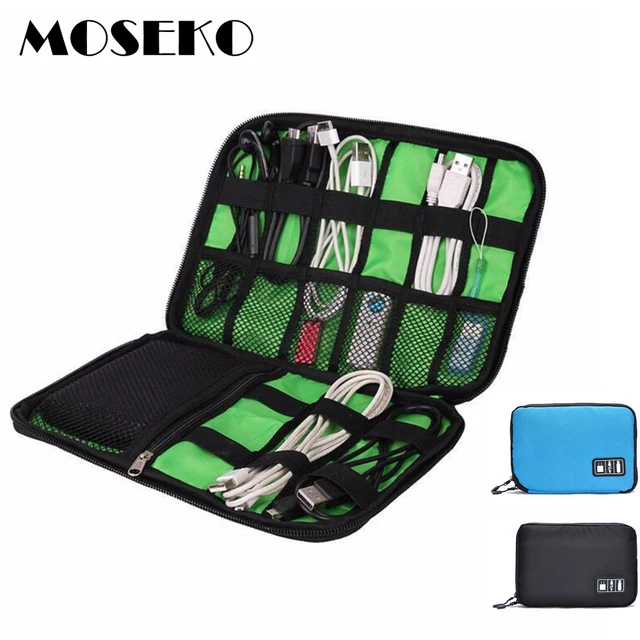 MOSEKO Electronic Accessories Travel Bag Nylon Travel Organizer For Date Line SD Card USB Cable Digital Device Storage Bag