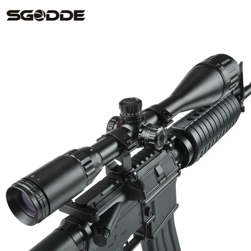 

SGODDE Hunting 6-24*50AOL Tactical Scope Reticle Optical Mil-Dot Eyepiece Red/Green Sight/Mounts Waterproof Sighting Telescope