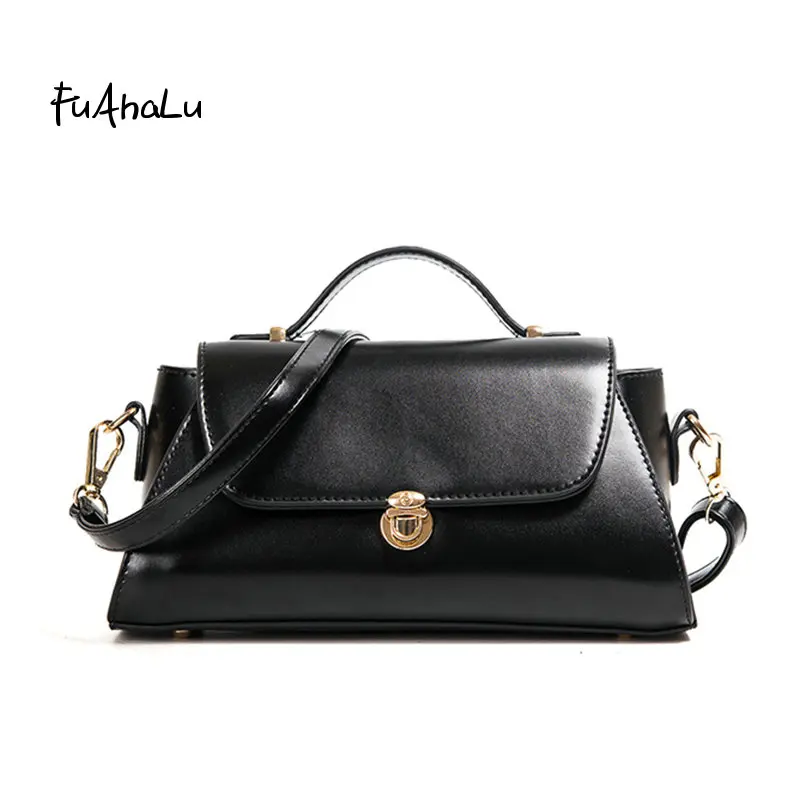 

FuAhaLu Lock small square bag retro lock handbag trendy shoulder Messenger bag