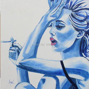 

Hand Painted POP ART Woman Smoker woman Sexy Oil Painting On Canvas For Office Home Decor